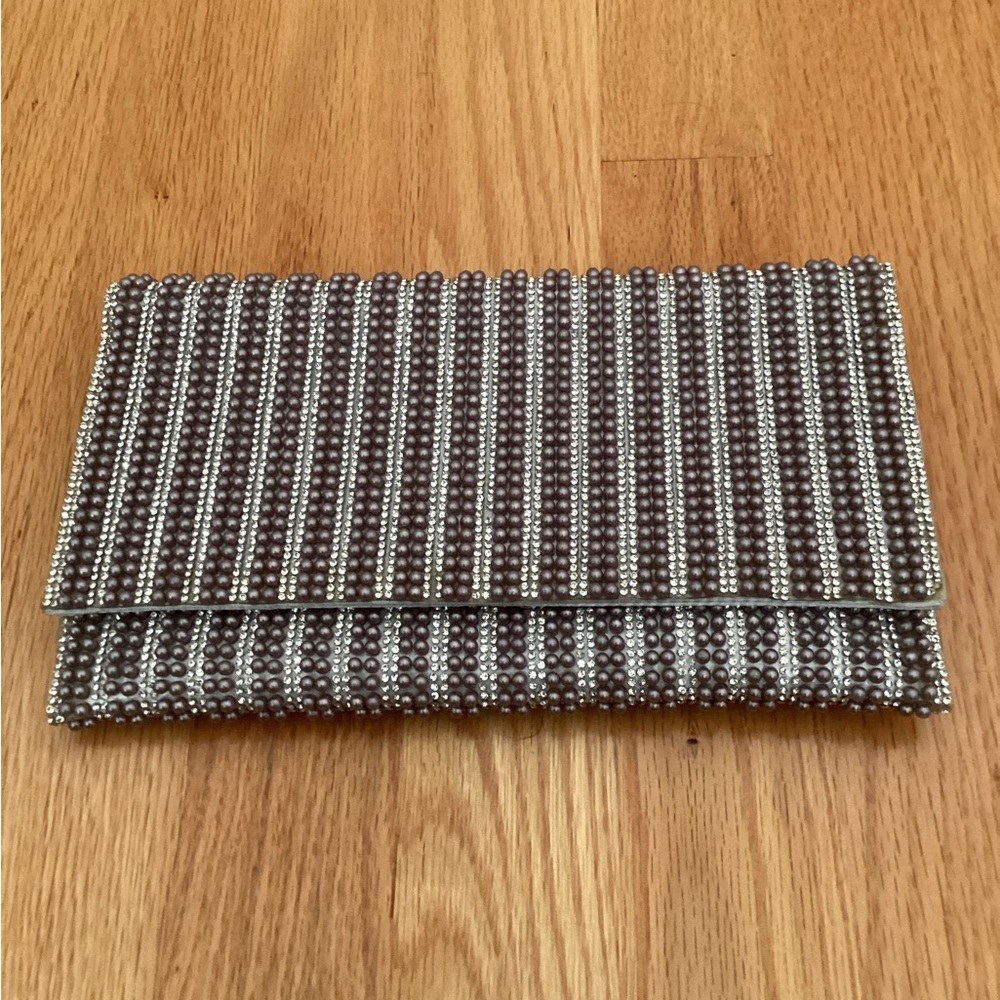 Nina Kimora-P Allover Imitation Pearl and Crystal Envelope Clutch